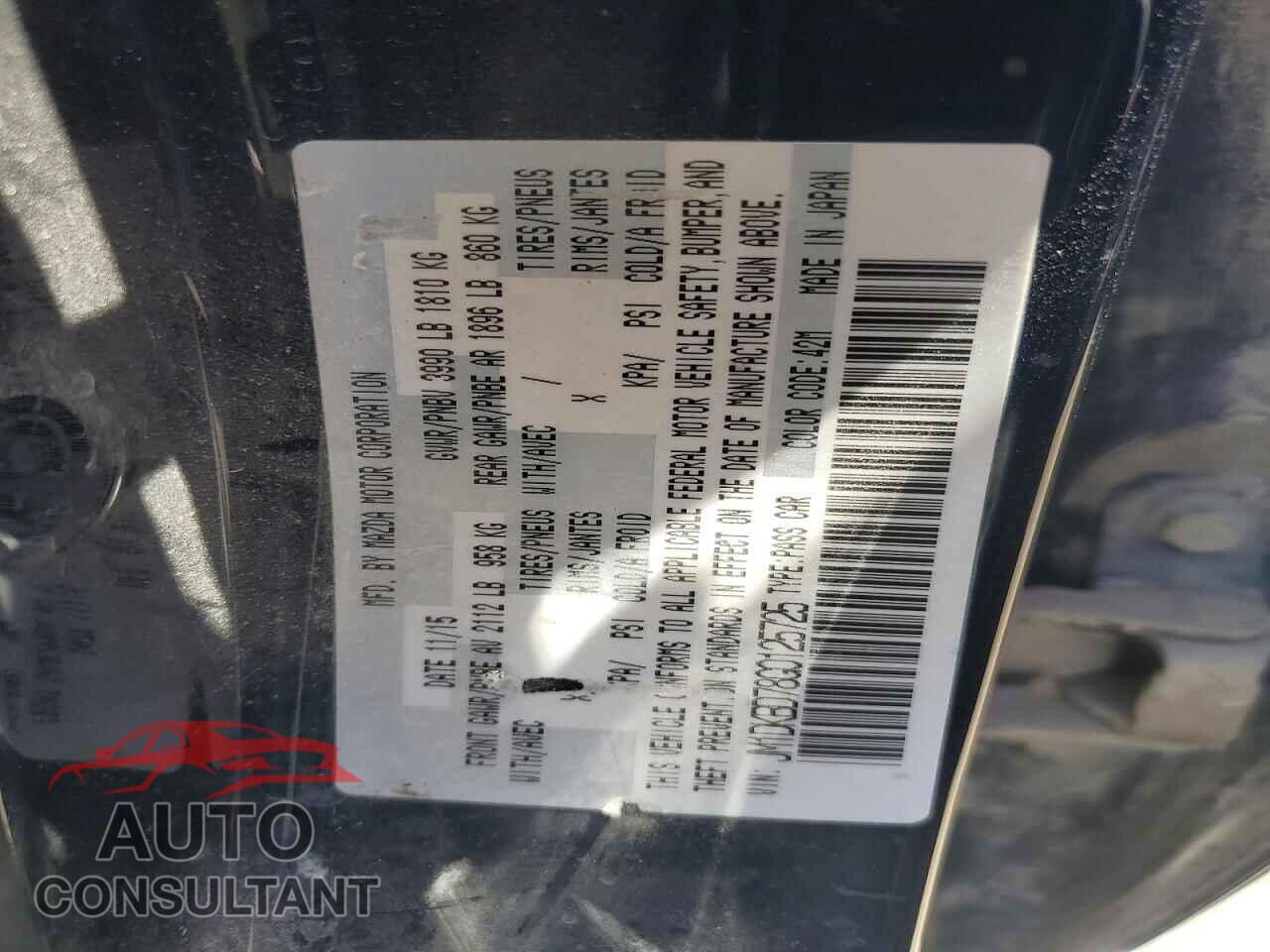 MAZDA CX-3 2016 - JM1DKBD78G0125725
