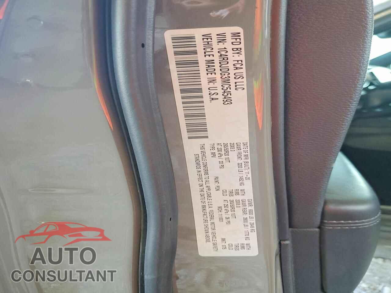 DODGE DURANGO 2021 - 1C4RDJDG3MC545493