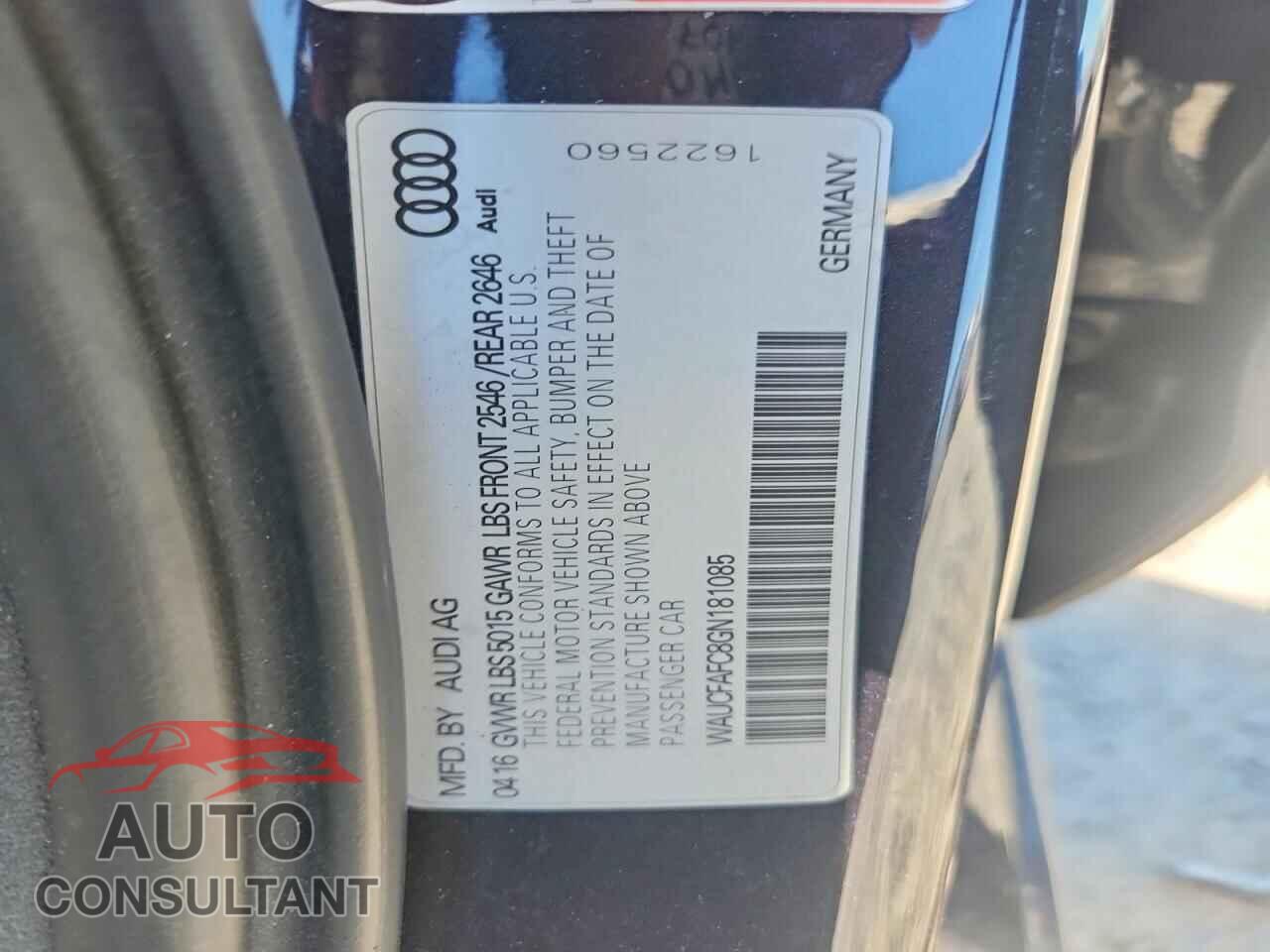 AUDI A6 2016 - WAUCFAFC8GN181085