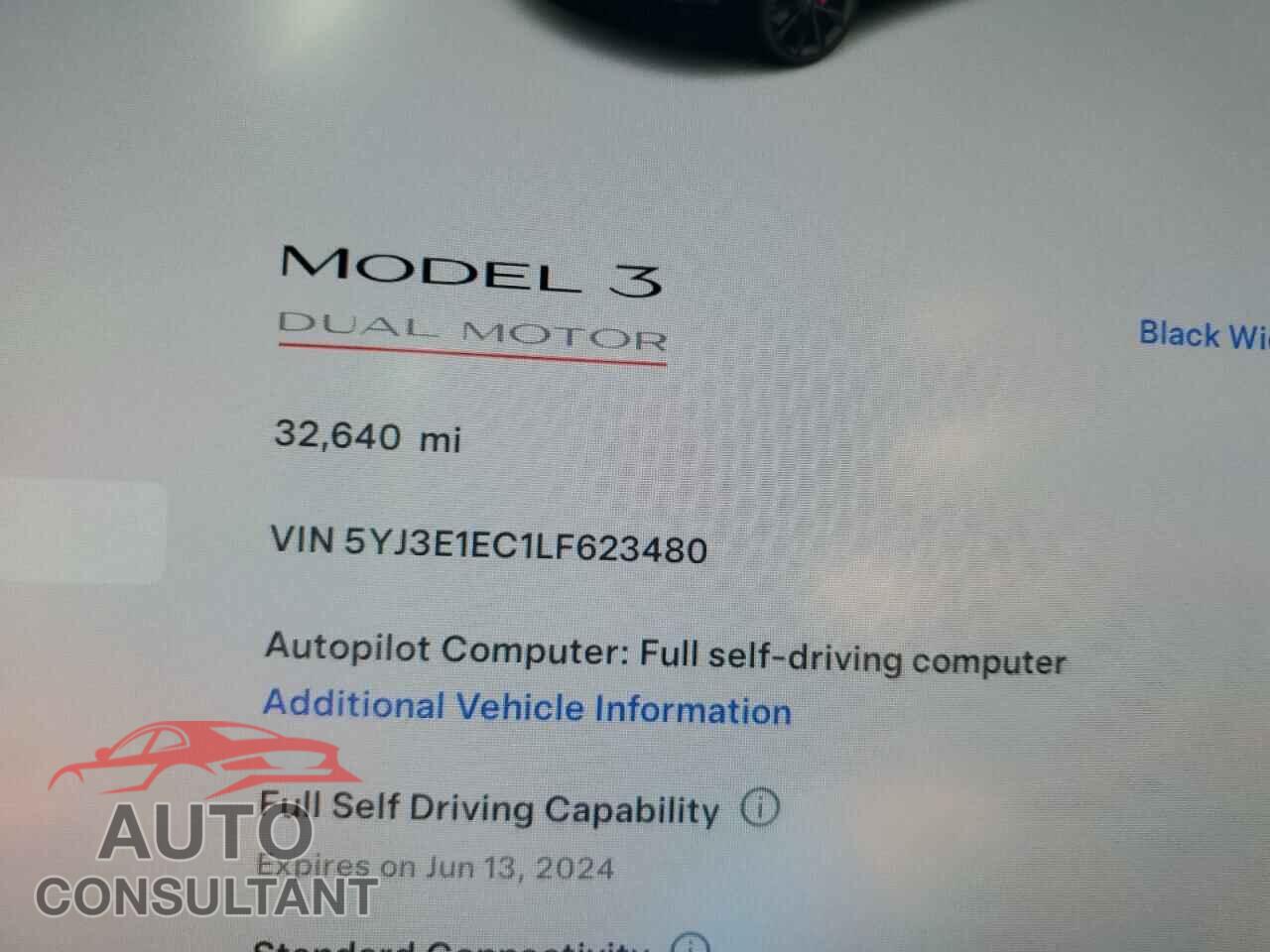 TESLA MODEL 3 2020 - 5YJ3E1EC1LF623480