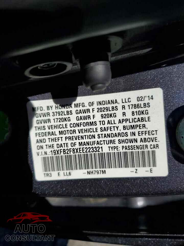 HONDA CIVIC 2014 - 19XFB2F8XEE223321