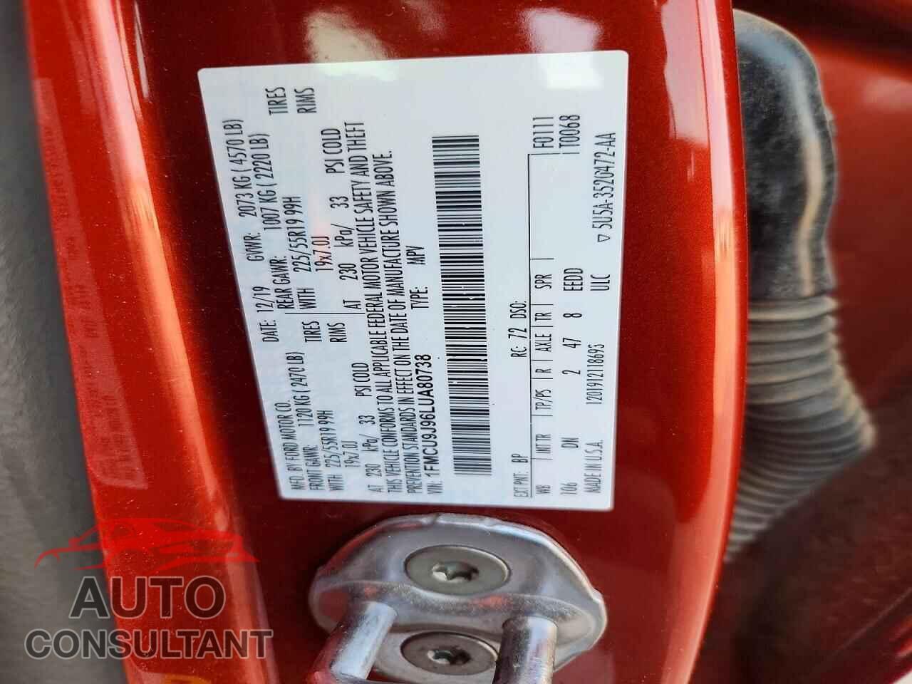 FORD ESCAPE 2020 - 1FMCU9J96LUA80738
