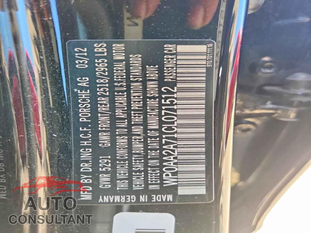 PORSCHE PANAMERA 2012 - WP0AA2A71CL071512