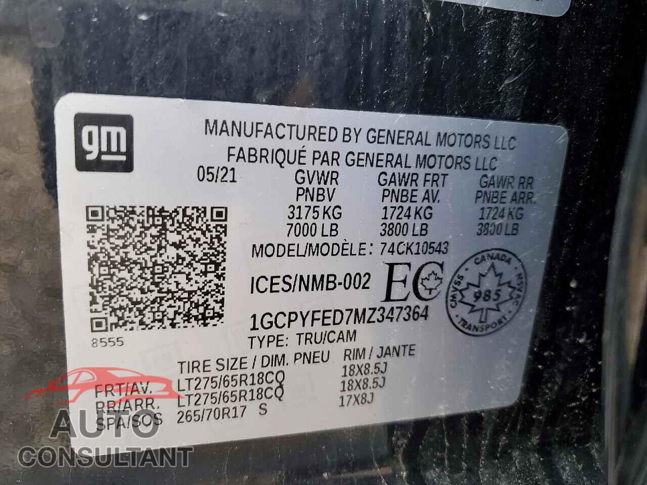 CHEVROLET SILVERADO 2021 - 1GCPYFED7MZ347364