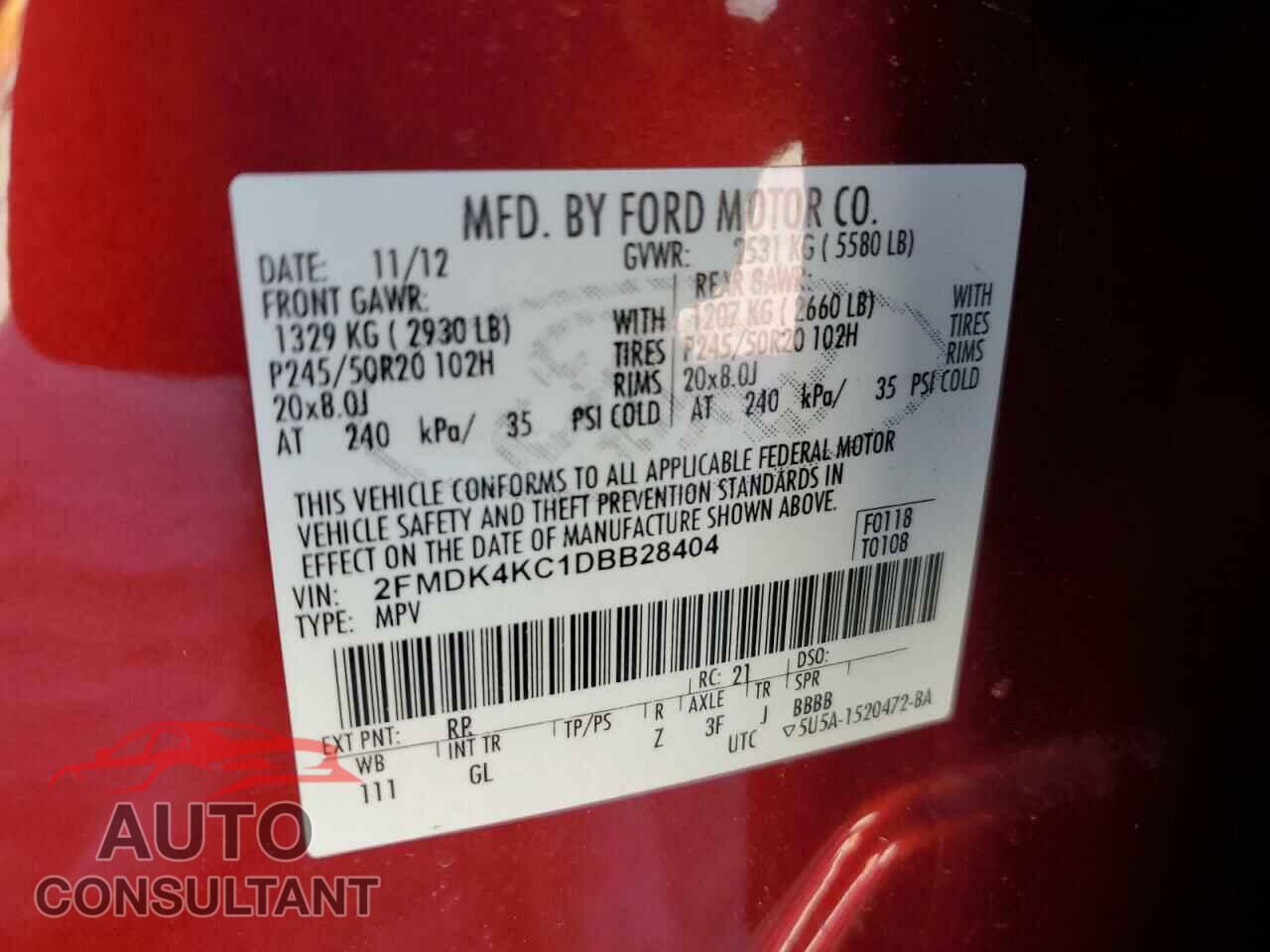 FORD EDGE 2013 - 2FMDK4KC1DBB28404