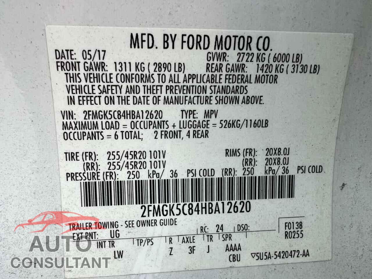 FORD FLEX 2017 - 2FMGK5C84HBA12620