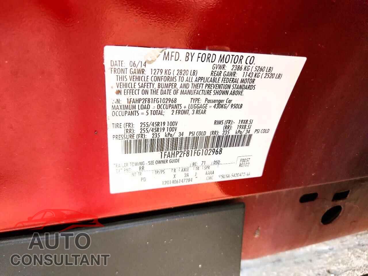 FORD TAURUS 2015 - 1FAHP2F81FG102968