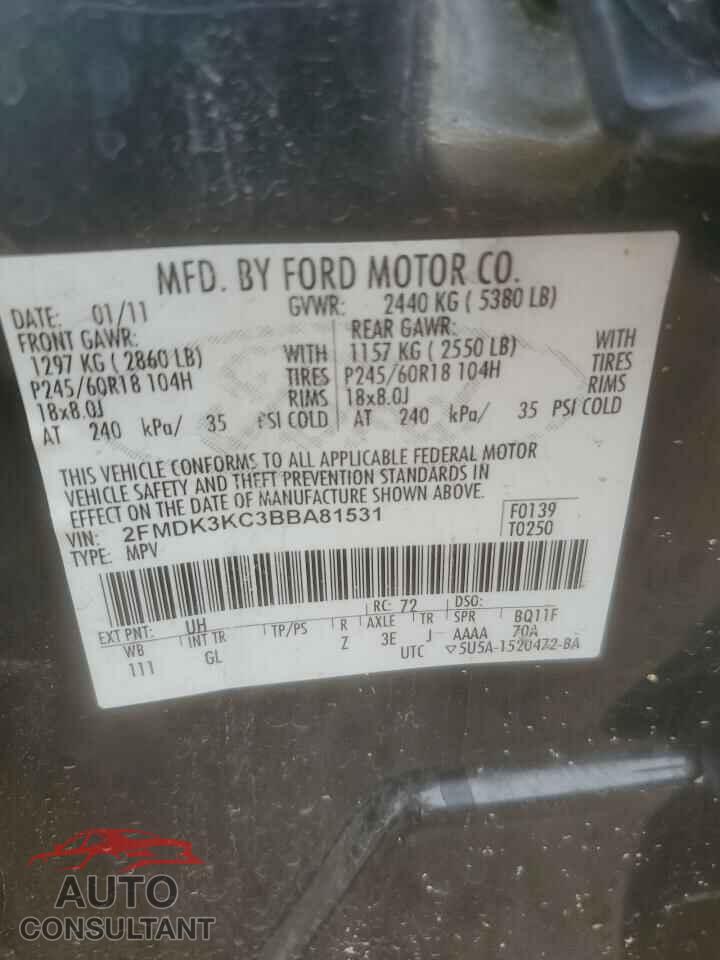 FORD EDGE 2011 - 2FMDK3KC3BBA81531