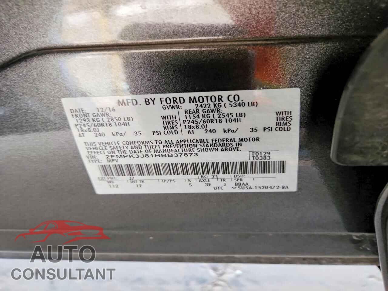 FORD EDGE 2017 - 2FMPK3J81HBB37873