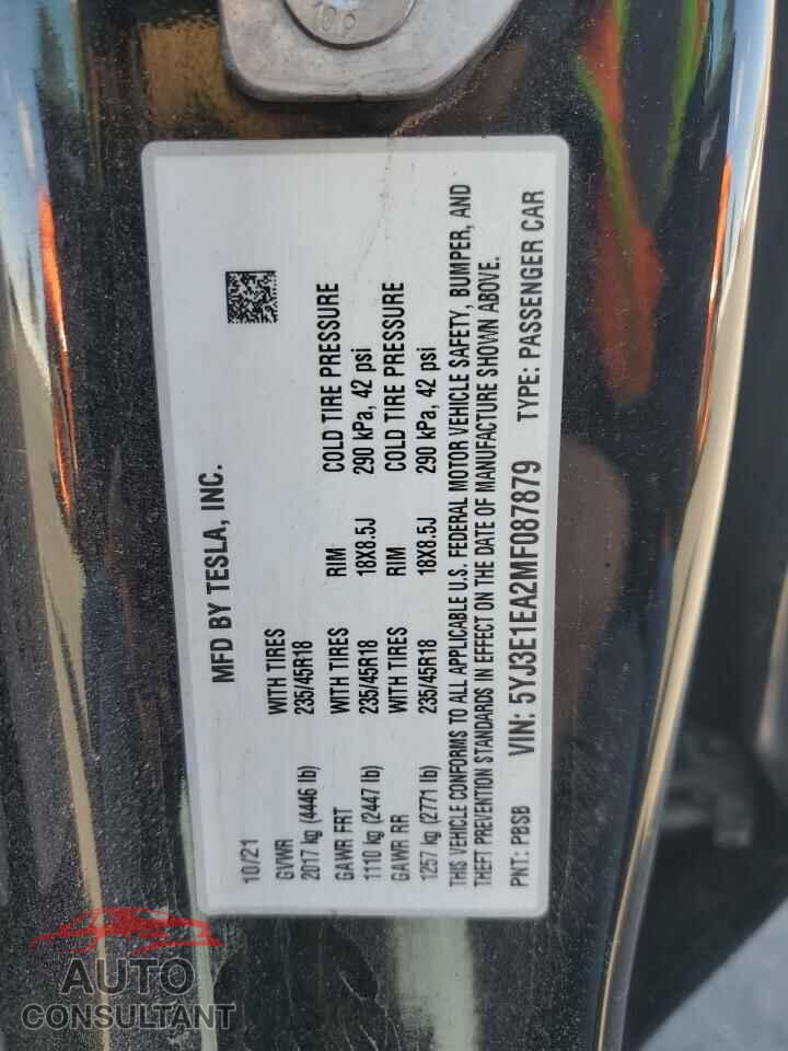 TESLA MODEL 3 2021 - 5YJ3E1EA2MF087879