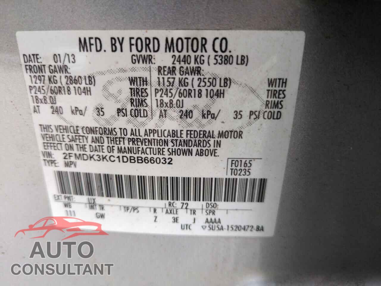 FORD EDGE 2013 - 2FMDK3KC1DBB66032