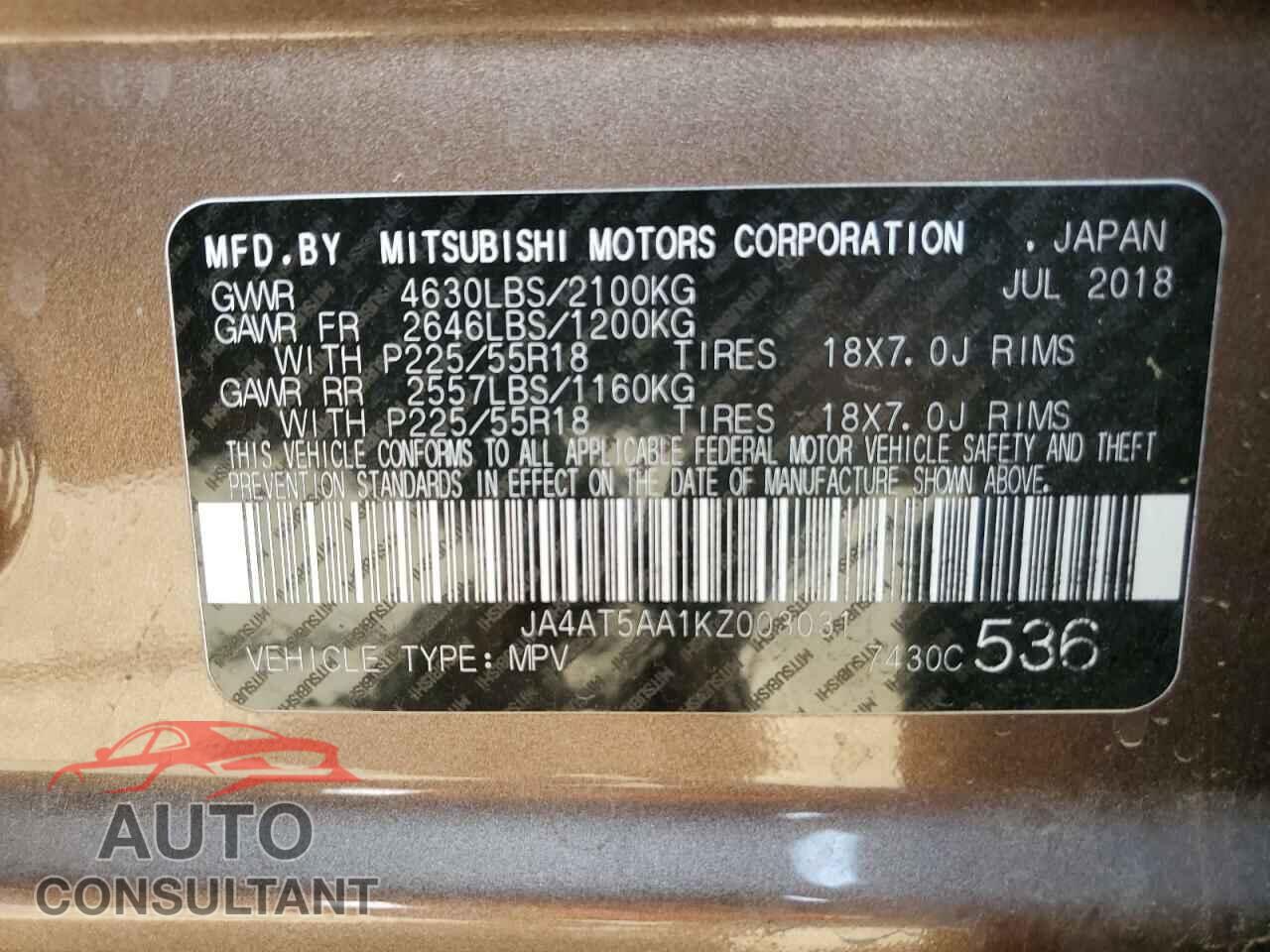 MITSUBISHI ECLIPSE 2019 - JA4AT5AA1KZ003031