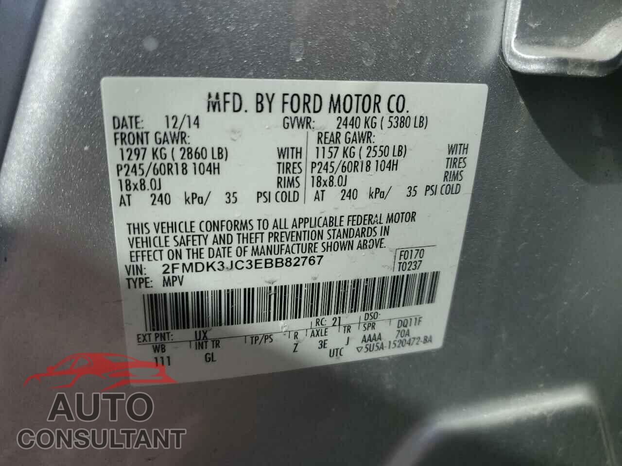 FORD EDGE 2014 - 2FMDK3JC3EBB82767