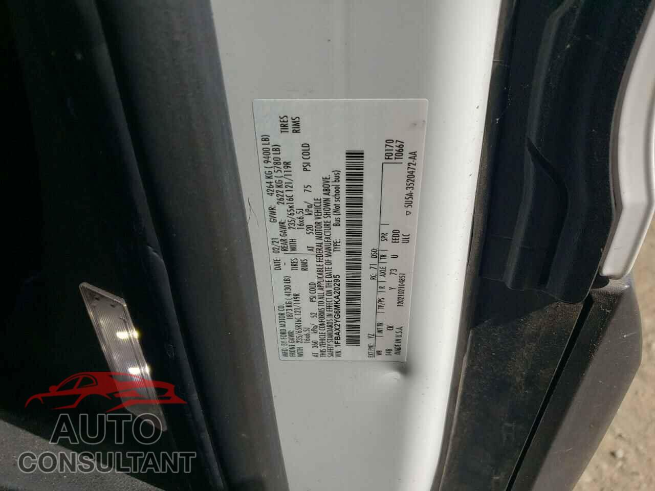 FORD TRANSIT 2021 - 1FBAX2YG6MKA20295