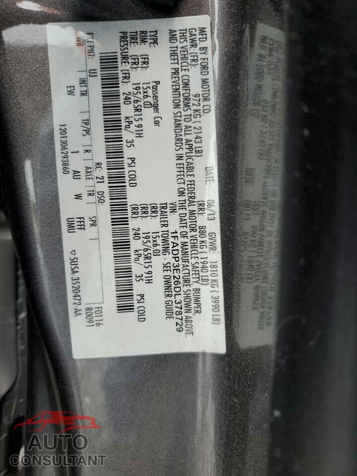 FORD FOCUS 2013 - 1FADP3E26DL378729