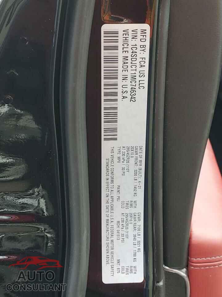 DODGE DURANGO 2021 - 1C4SDJCT1MC746342