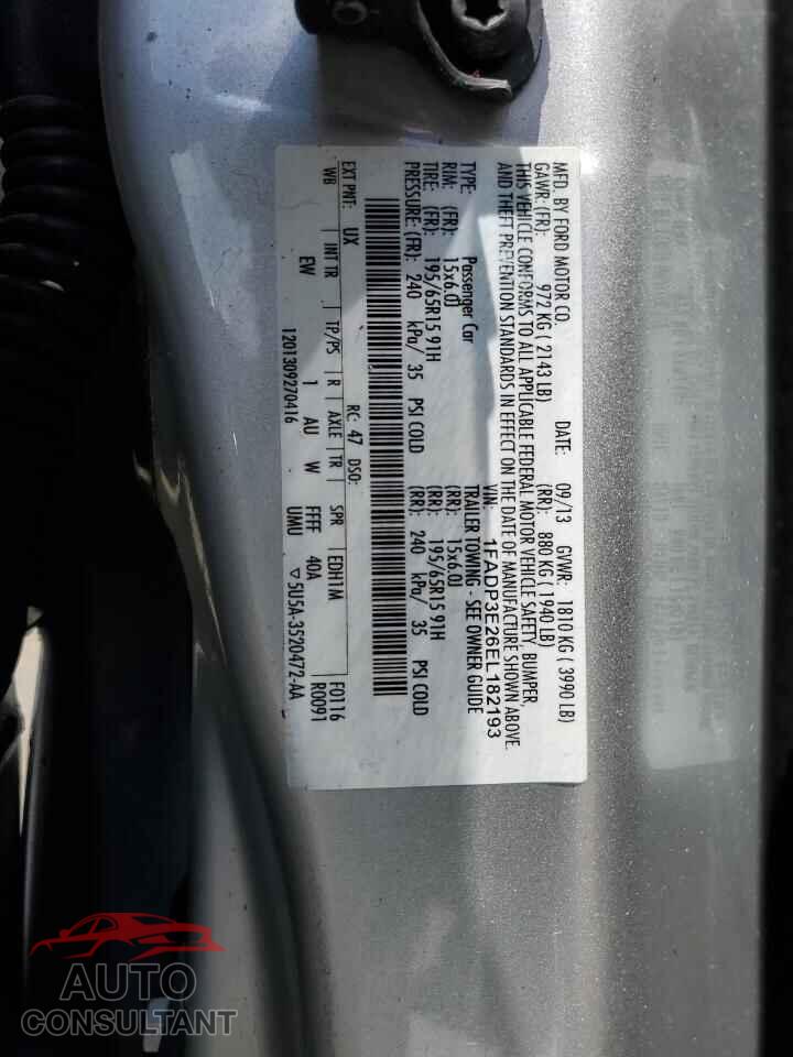 FORD FOCUS 2014 - 1FADP3E26EL182193