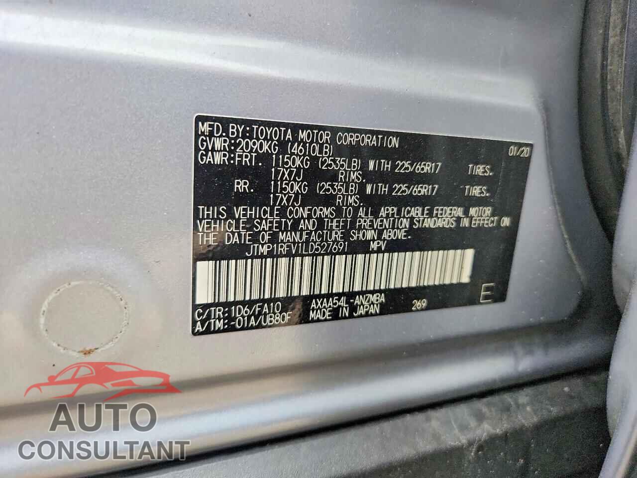 TOYOTA RAV4 2020 - JTMP1RFV1LD527691