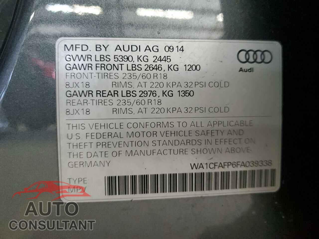 AUDI Q5 2015 - WA1CFAFP6FA039338