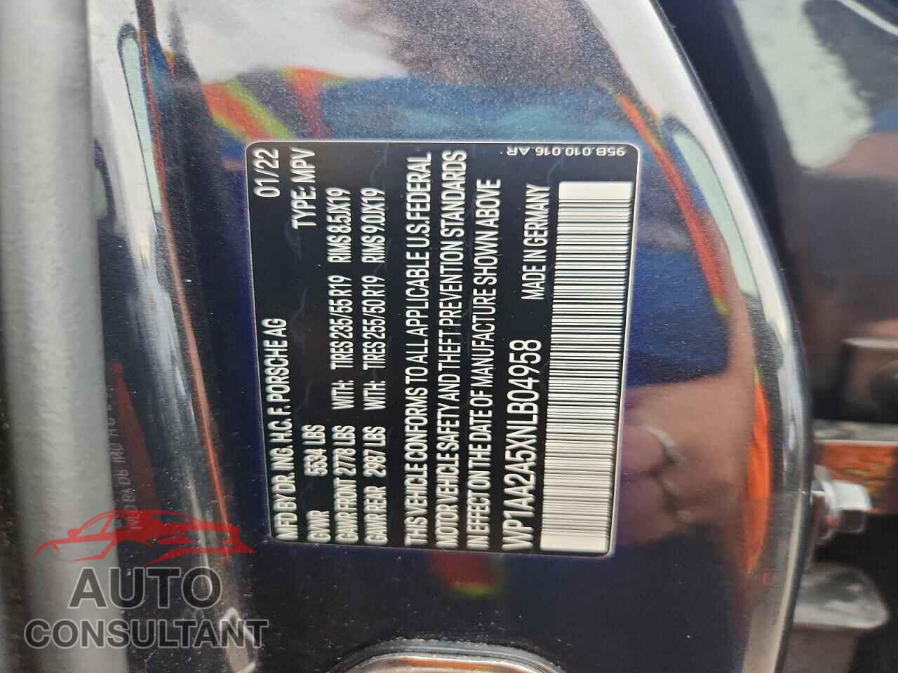 PORSCHE MACAN 2022 - WP1AA2A5XNLB04958