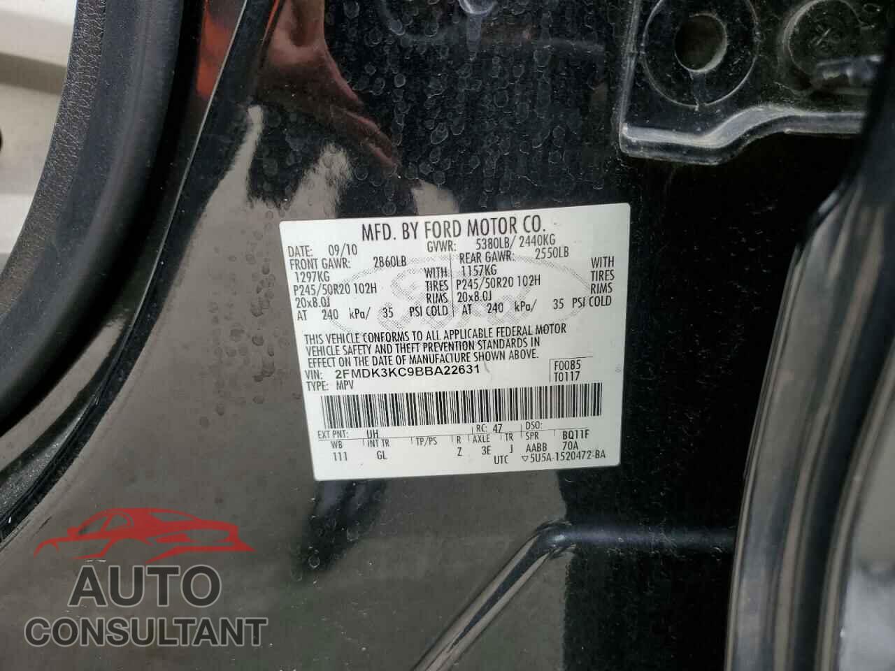 FORD EDGE 2011 - 2FMDK3KC9BBA22631