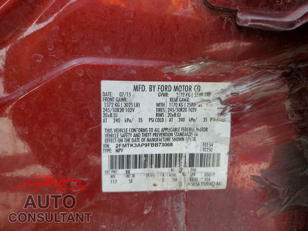 FORD EDGE 2015 - 2FMTK3AP9FBB73068
