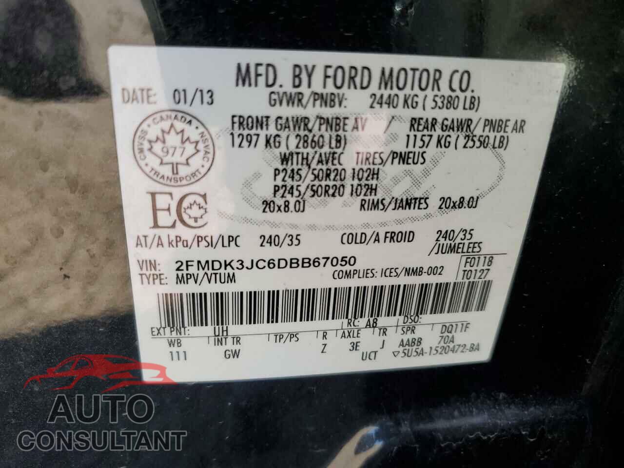 FORD EDGE 2013 - 2FMDK3JC6DBB67050