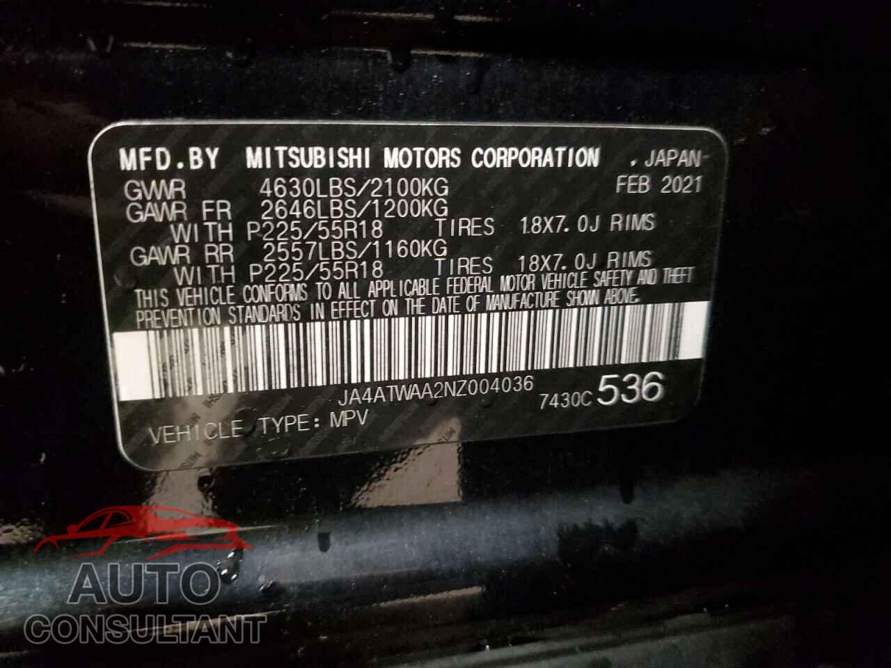 MITSUBISHI ECLIPSE 2022 - JA4ATWAA2NZ004036