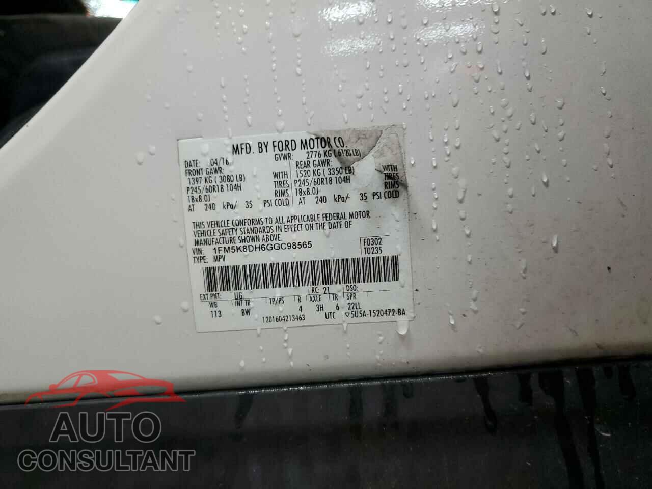 FORD EXPLORER 2016 - 1FM5K8DH6GGC98565