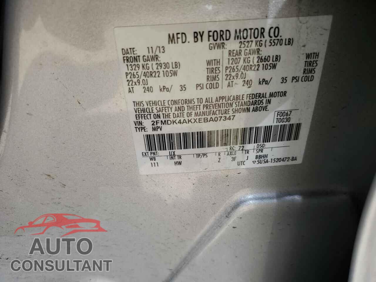 FORD EDGE 2014 - 2FMDK4AKXEBA07347
