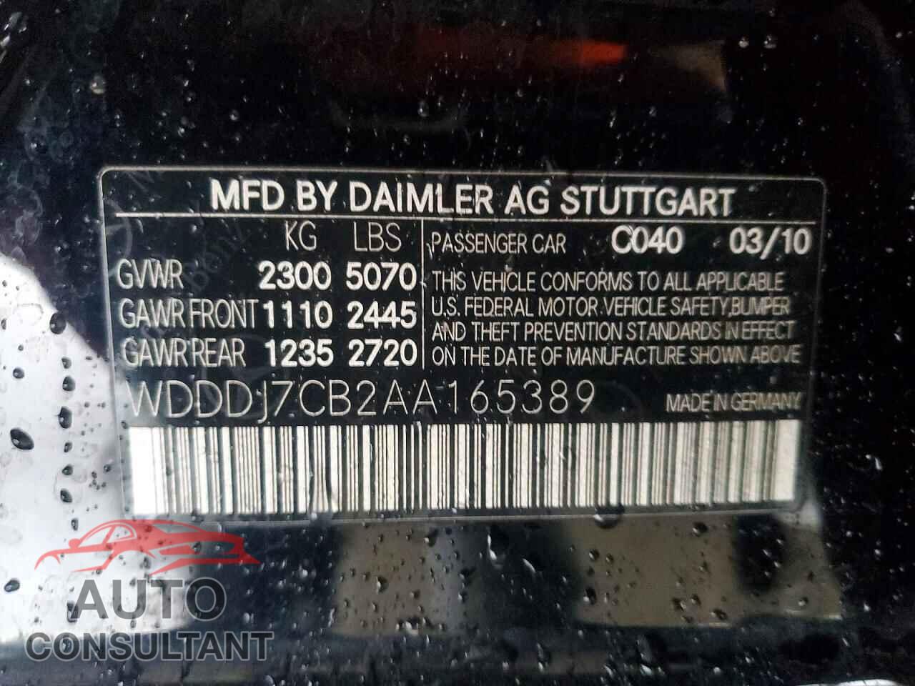 MERCEDES-BENZ CLC-CLASS 2010 - WDDDJ7CB2AA165389