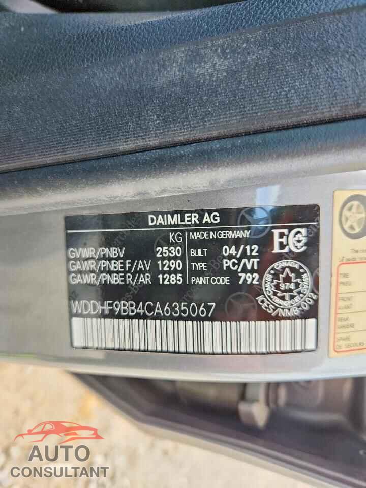MERCEDES-BENZ E-CLASS 2012 - WDDHF9BB4CA635067