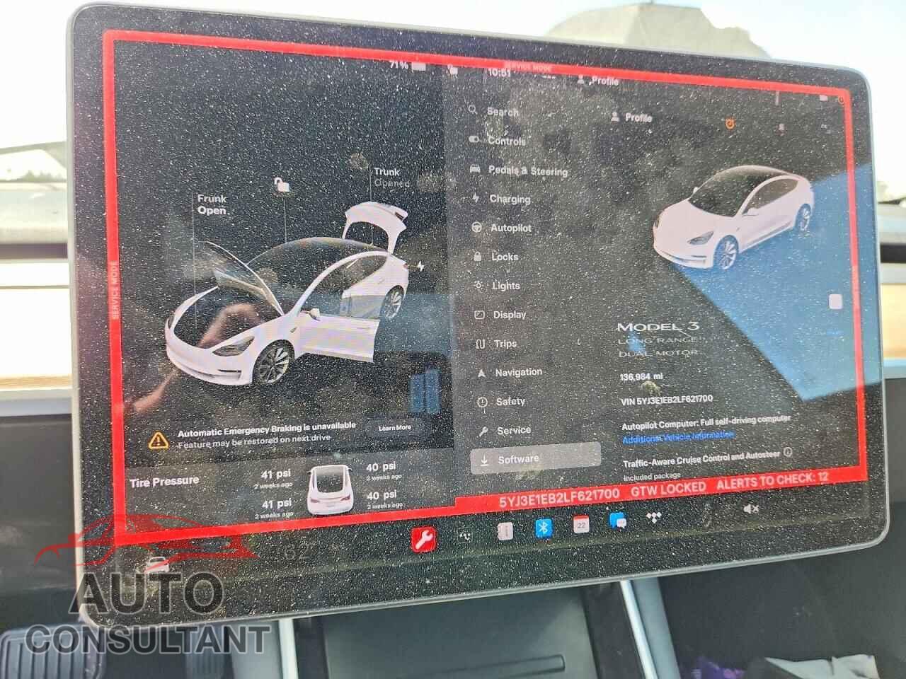 TESLA MODEL 3 2020 - 5YJ3E1EB2LF621700