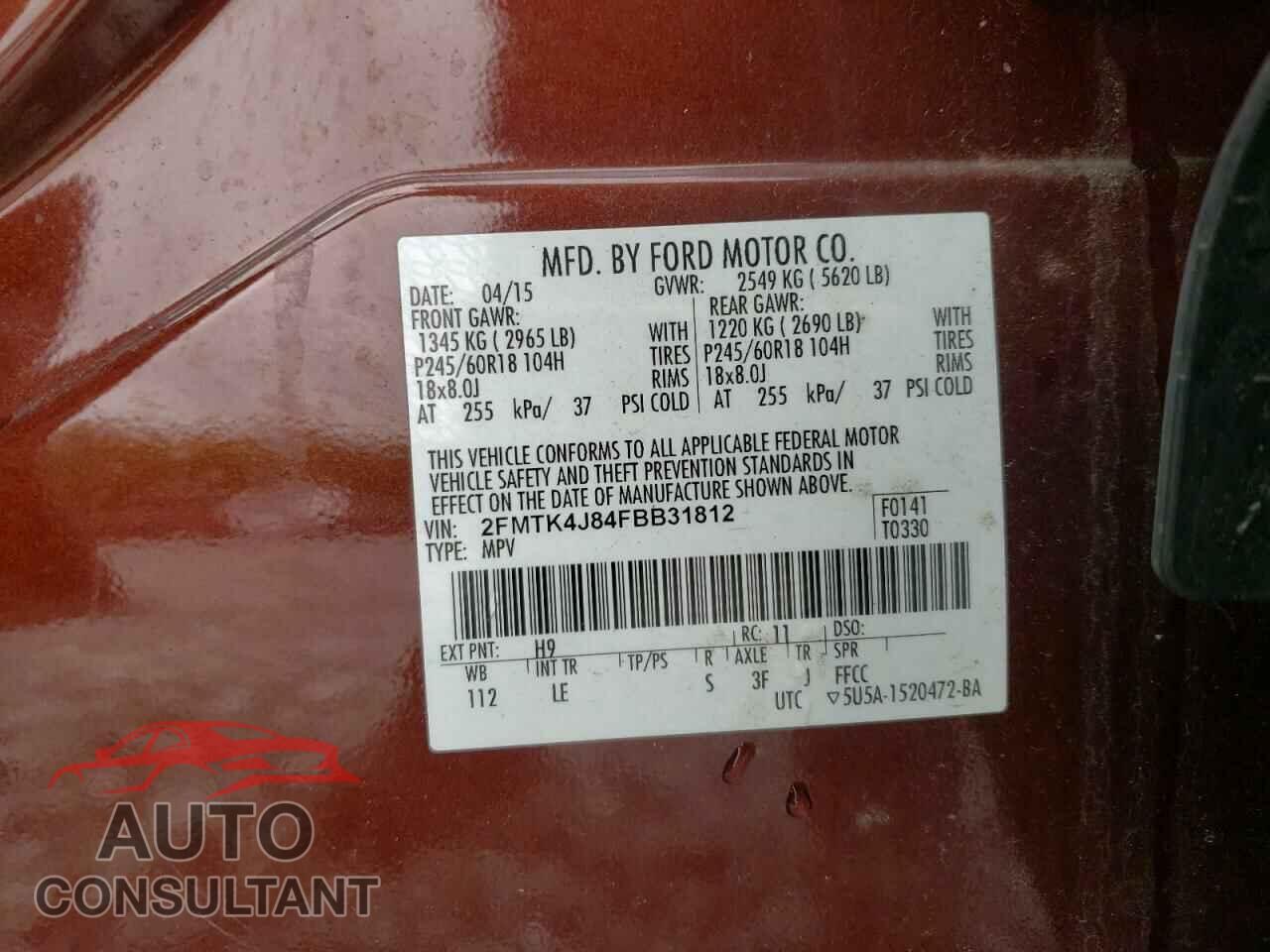 FORD EDGE 2015 - 2FMTK4J84FBB31812