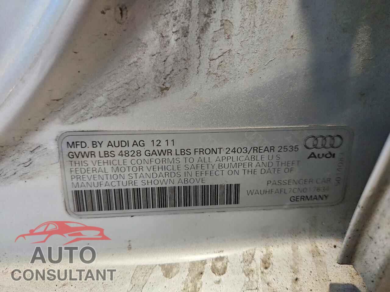 AUDI A4 2012 - WAUHFAFL7CN017634
