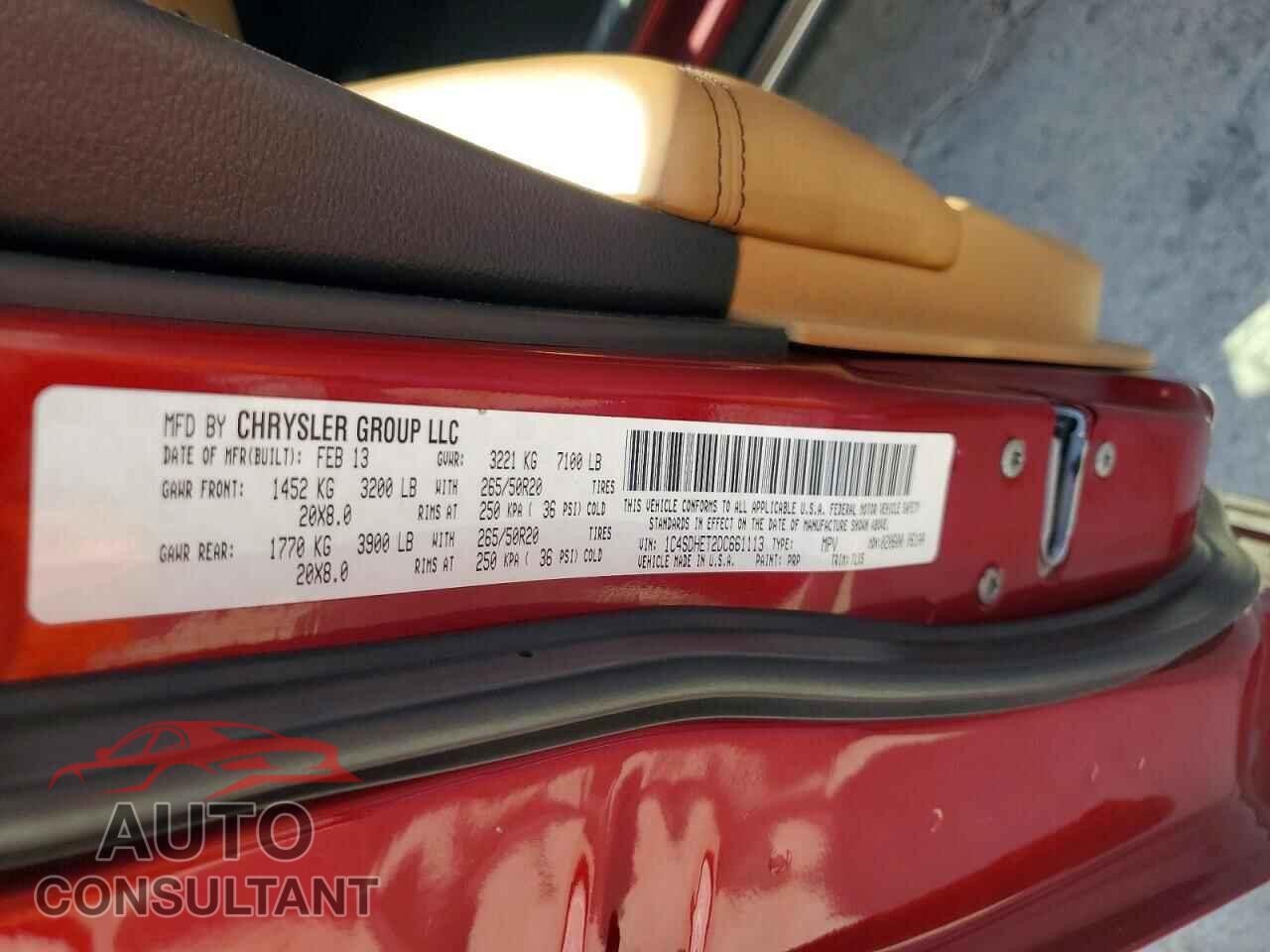 DODGE DURANGO 2013 - 1C4SDHET2DC661113