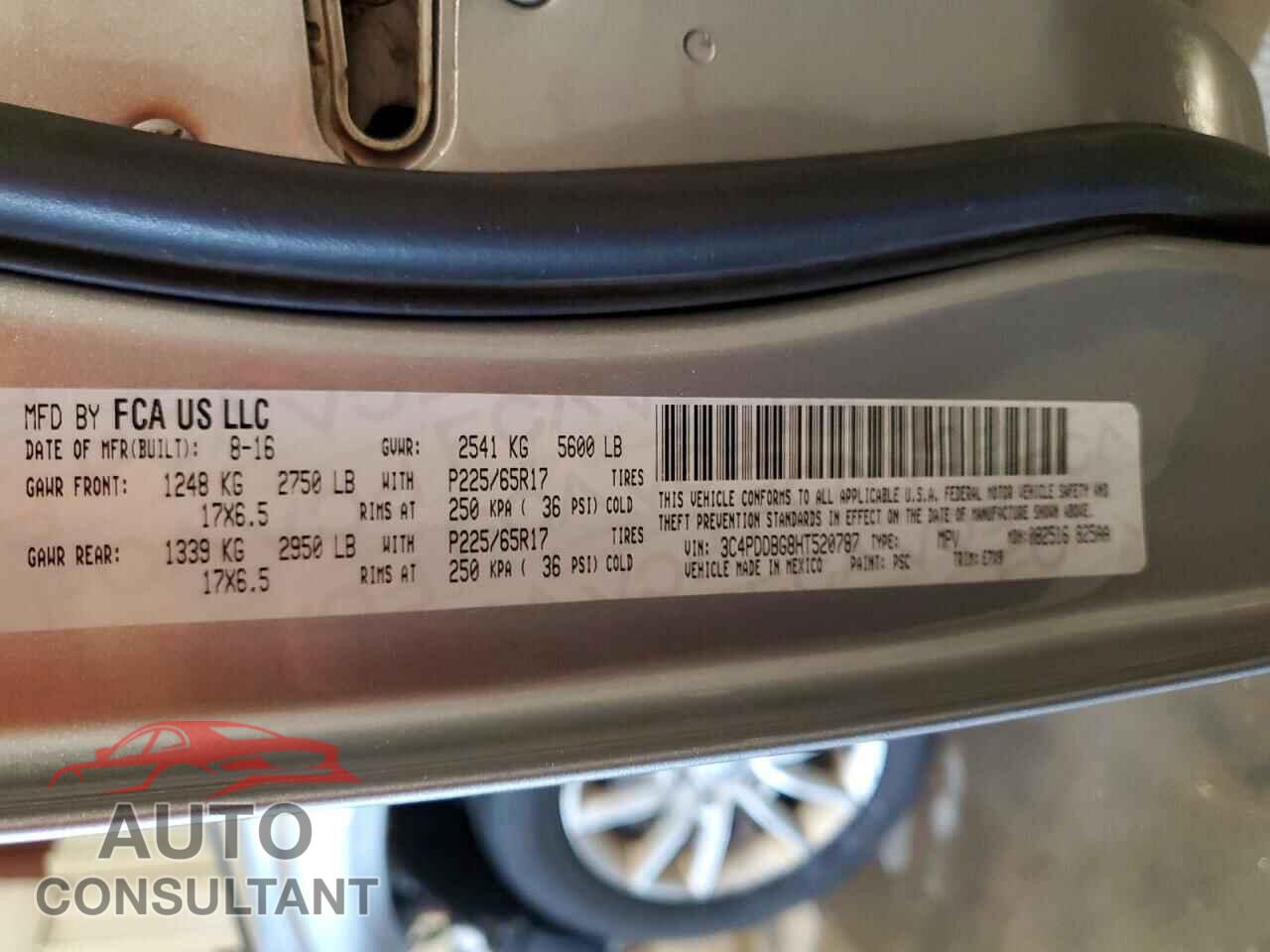 DODGE JOURNEY 2017 - 3C4PDDBG8HT520787