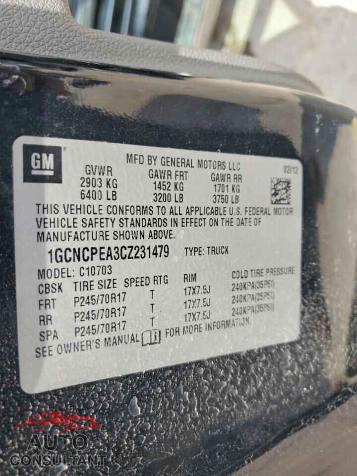 CHEVROLET SILVERADO 2012 - 1GCNCPEA3CZ231479
