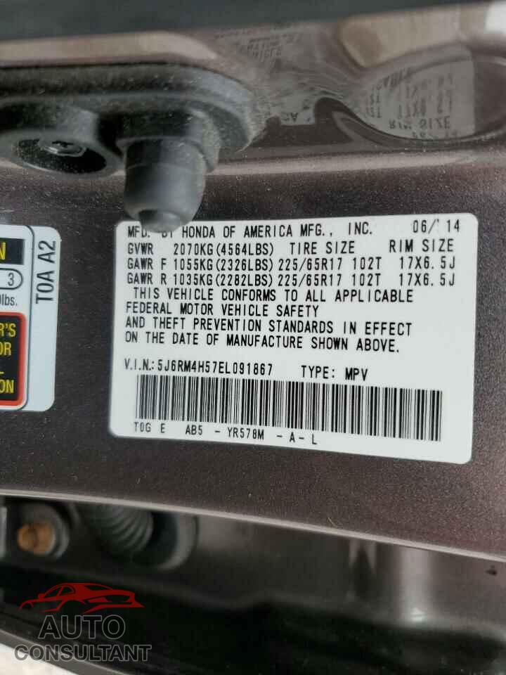 HONDA CRV 2014 - 5J6RM4H57EL091867