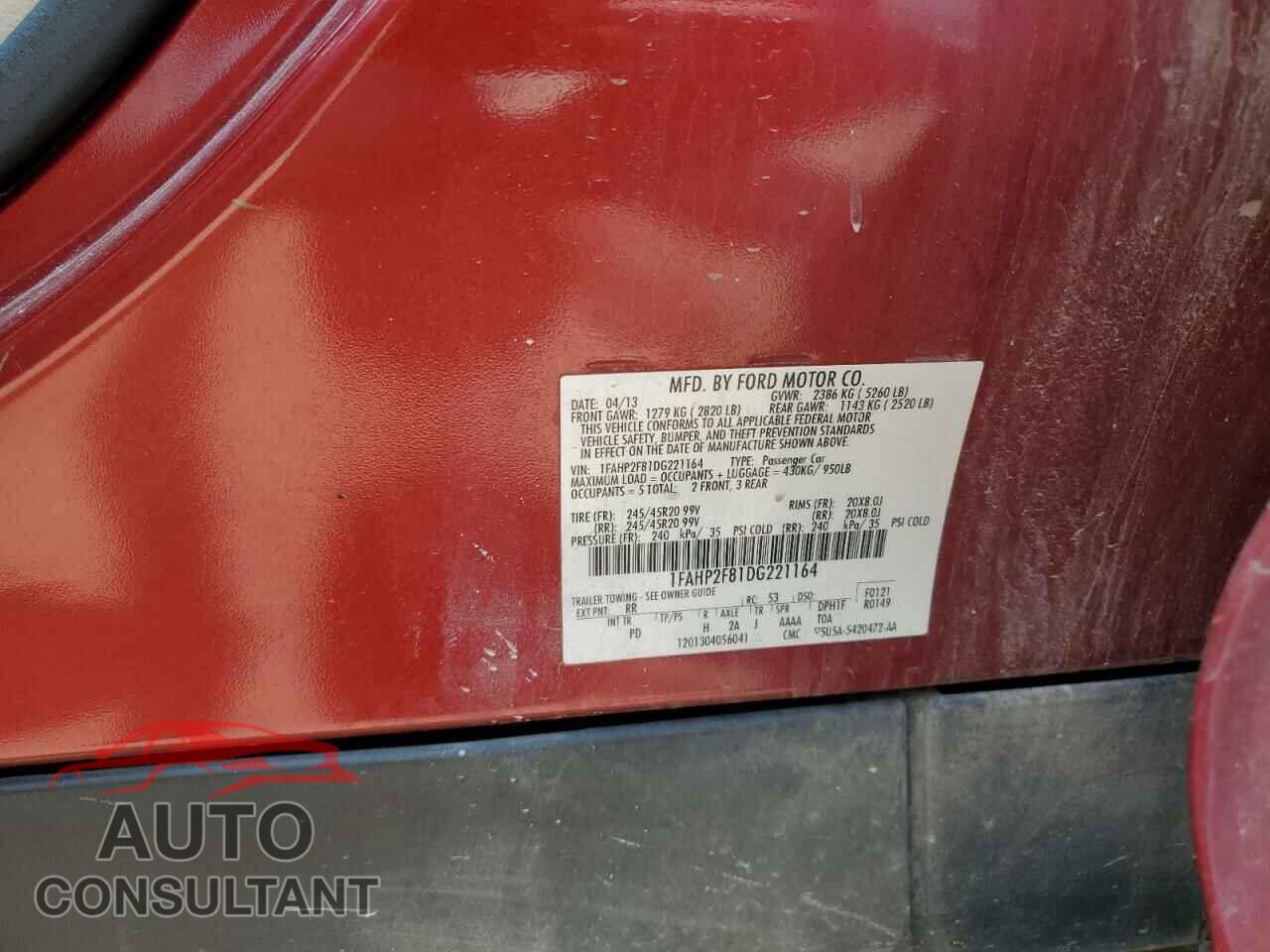 FORD TAURUS 2013 - 1FAHP2F81DG221164