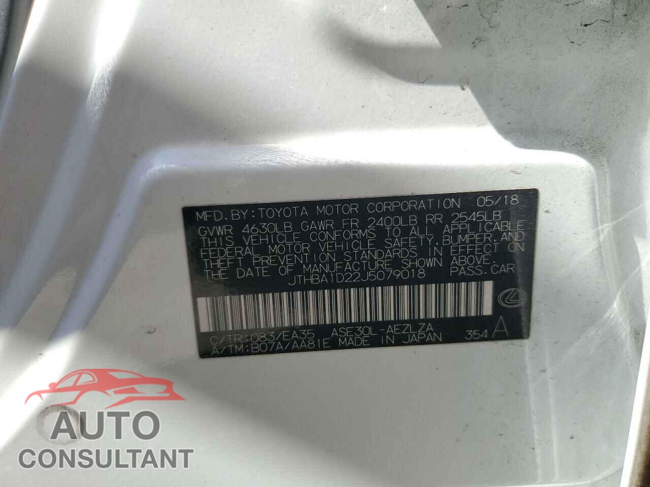LEXUS IS 2018 - JTHBA1D22J5079018