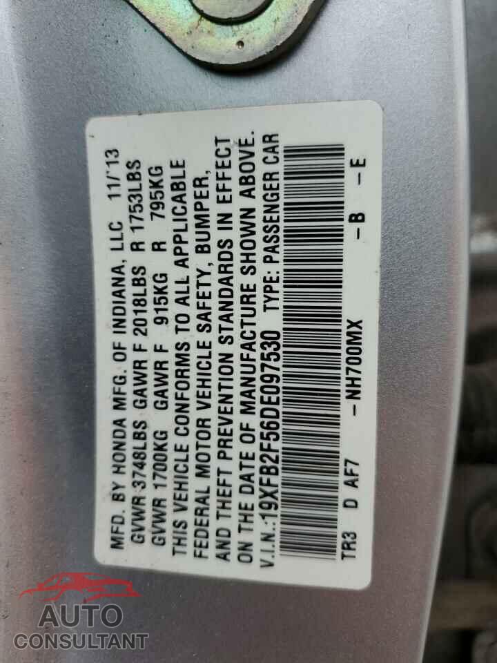 HONDA CIVIC 2013 - 19XFB2F56DE097530