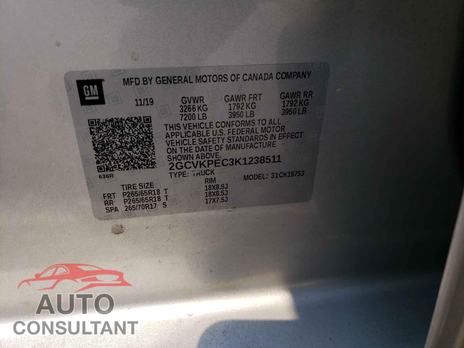 CHEVROLET SILVERADO 2019 - 2GCVKPEC3K1238511