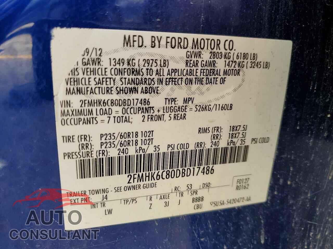 FORD FLEX 2013 - 2FMHK6C80DBD17486