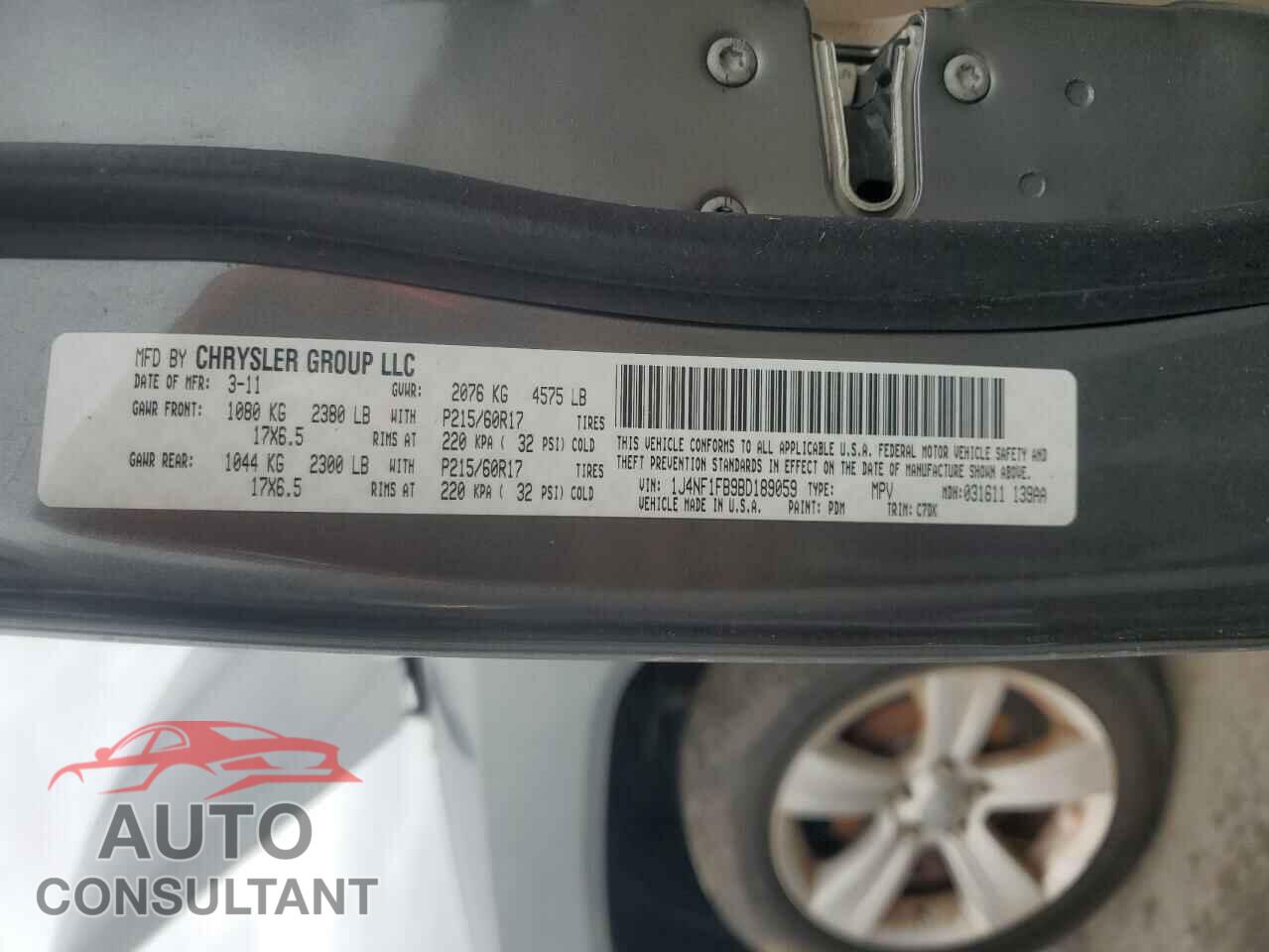 JEEP COMPASS 2011 - 1J4NF1FB9BD189059
