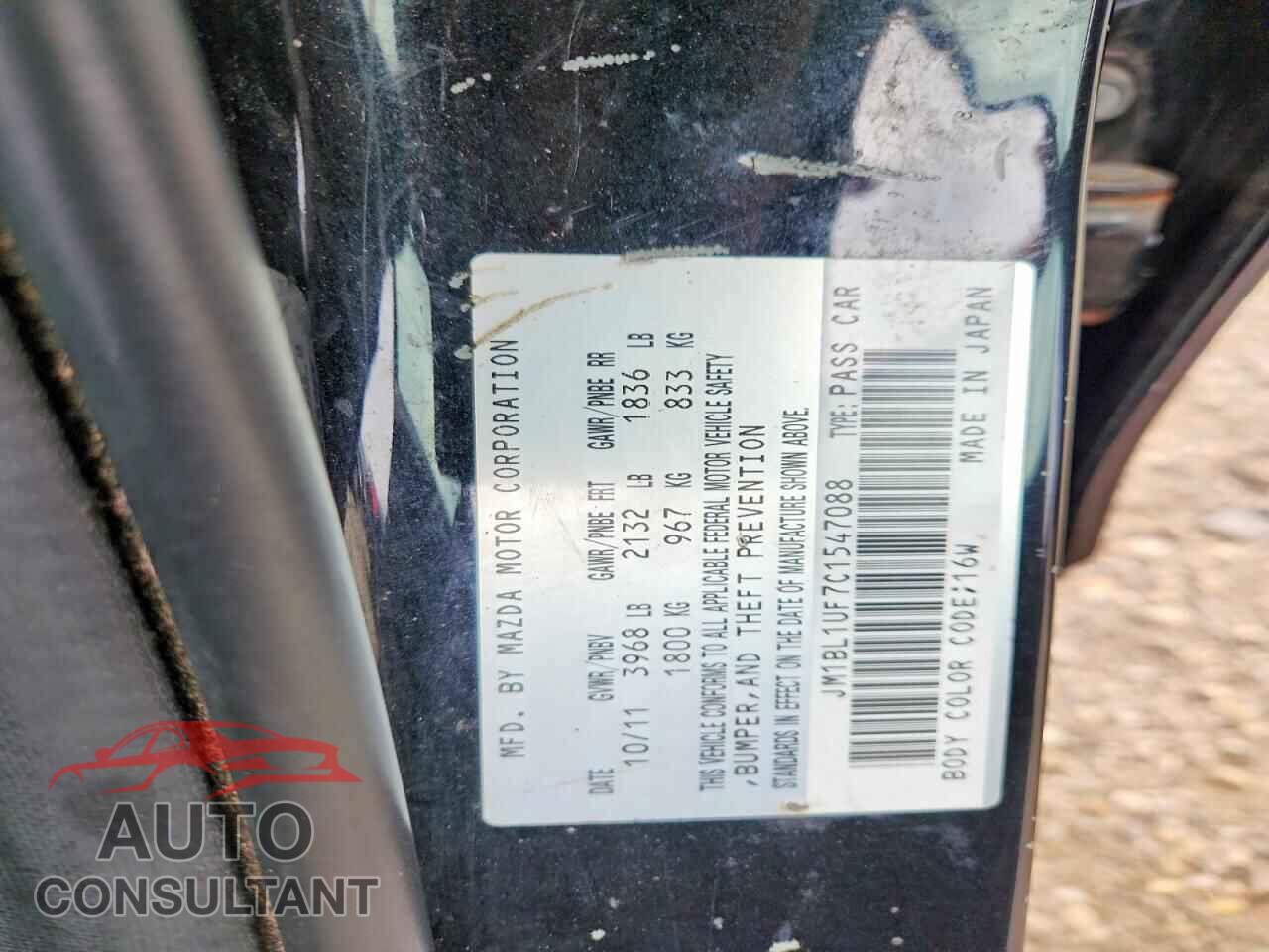 MAZDA 3 2012 - JM1BL1UF7C1547088