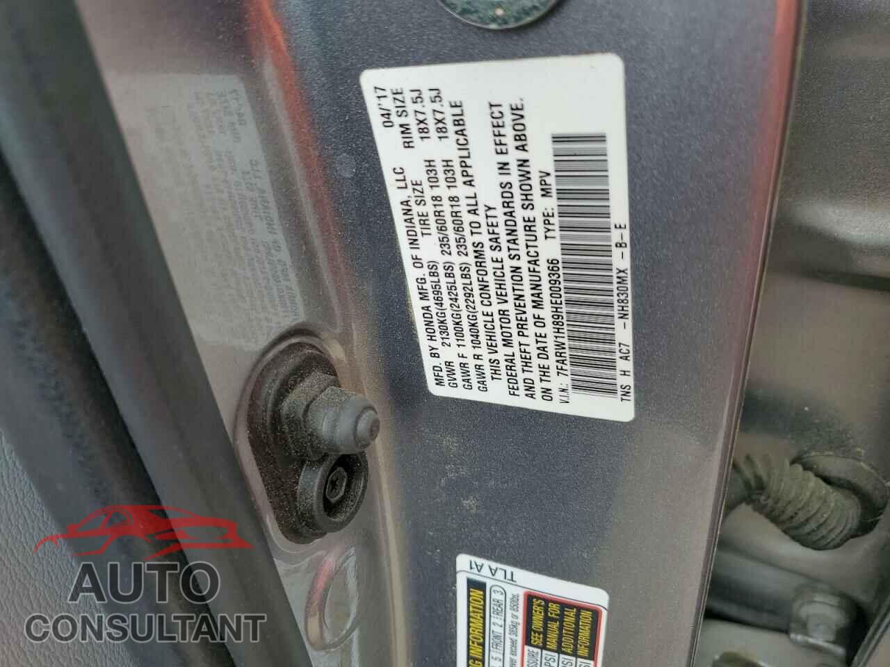 HONDA CRV 2017 - 7FARW1H89HE009366