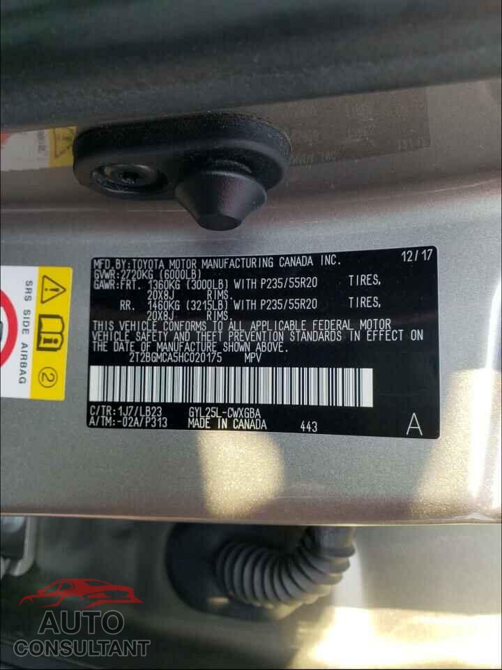 LEXUS RX450 2017 - 2T2BGMCA5HC020175