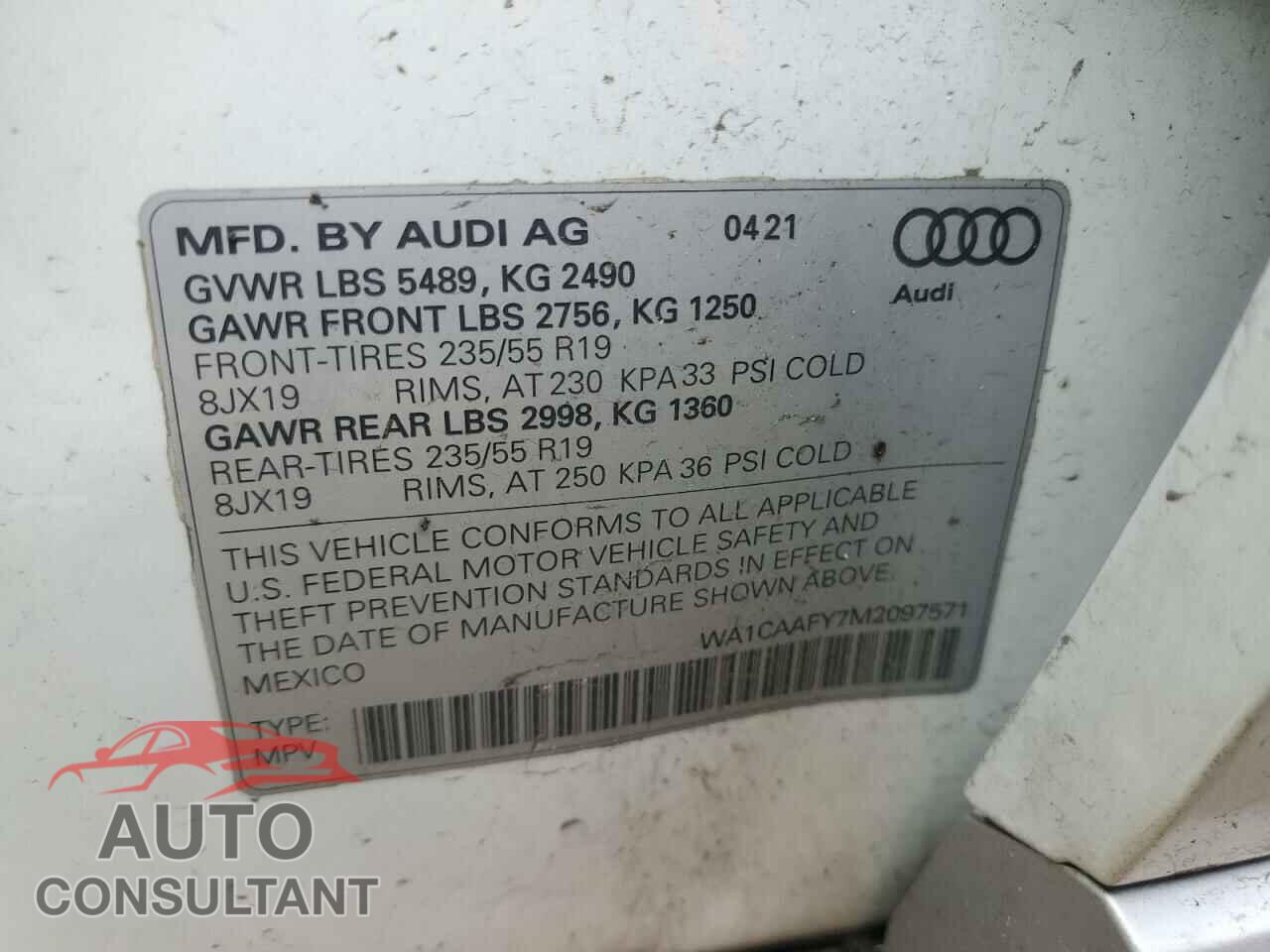 AUDI Q5 2021 - WA1CAAFY7M2097571