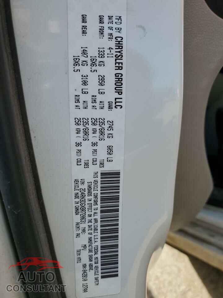 DODGE CARAVAN 2011 - 2D4RN3DGXBR720631